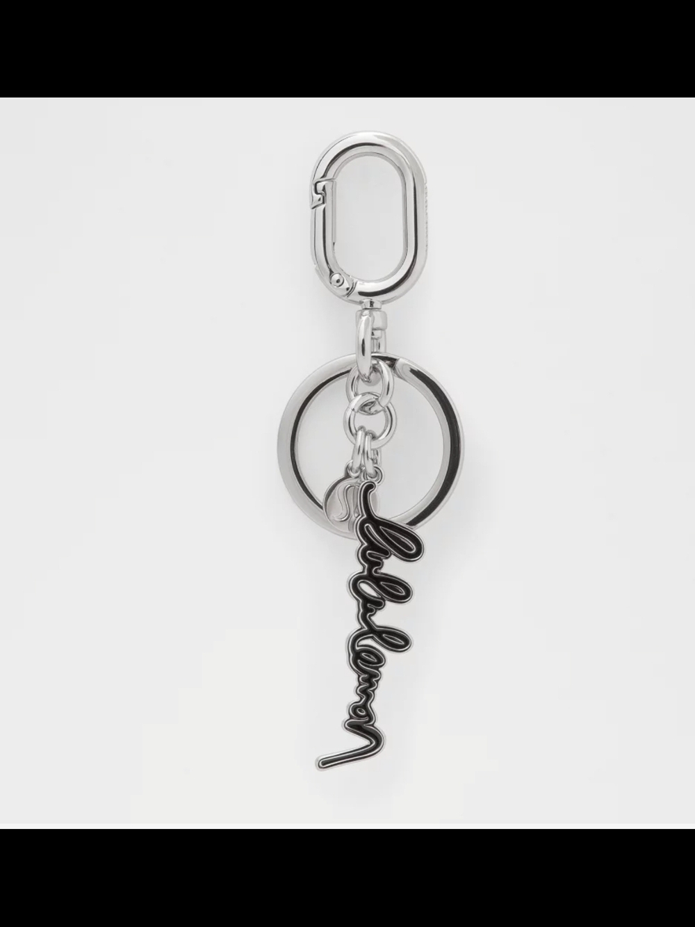 lululemon athletica Silver Keyring with Black Script Charm